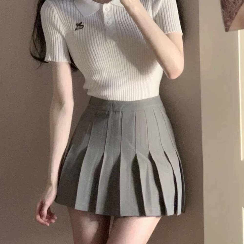 Gray Pleated Skirt